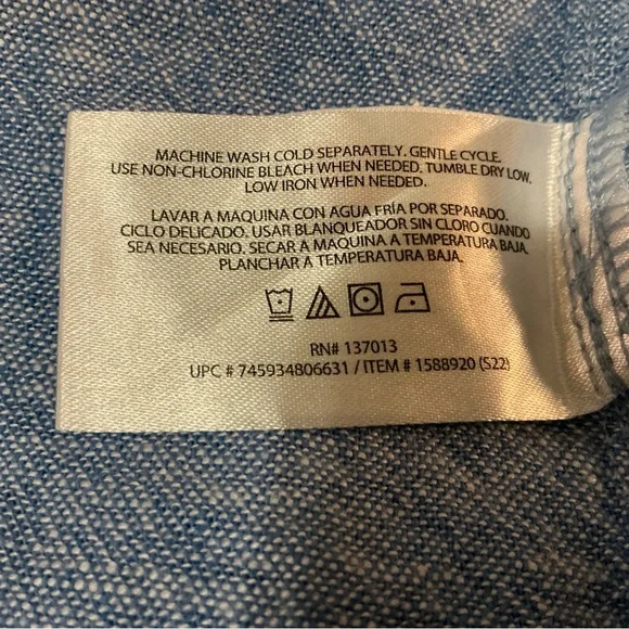 Orvis Womens Linen Blend Button Up Relaxed Fit Blue Tunic Top Coastal Preppy L - Picture 15 of 16